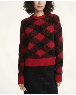 Brooks Brothers Women's Buffalo Check Jacquard Shine Sweater Red Brooks Brothers