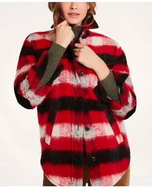 Brooks Brothers Women's Wool Blend Buffalo Check Shirt Jacket Red/Black Brooks Brothers