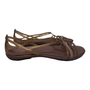 Brown Sandals Flats By Crocs, Size: 10 crocs