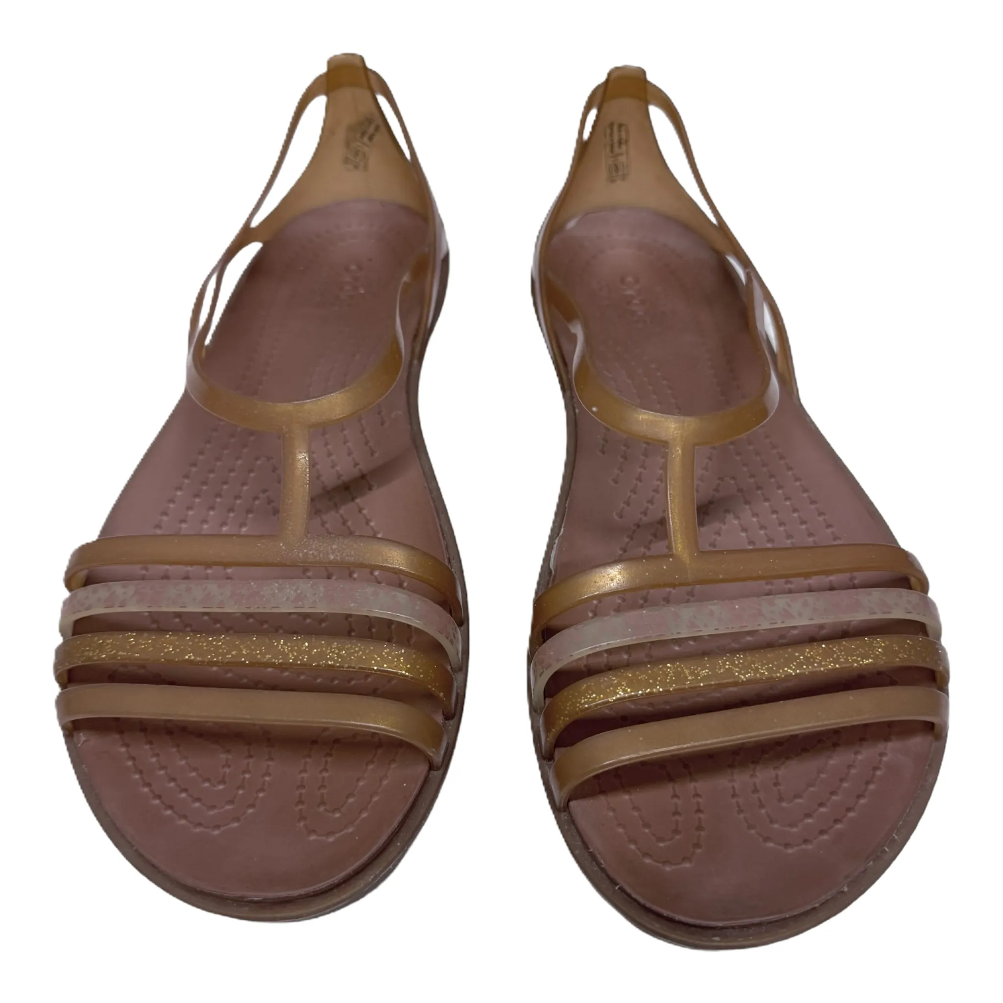 Brown Sandals Flats By Crocs, Size: 10 crocs