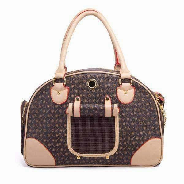 Brown and Tan Pattern Bowling Tote Dog Carrier dog travel gear,pet travel