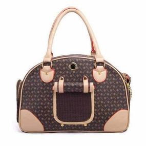 Brown and Tan Pattern Bowling Tote Dog Carrier dog travel gear,pet travel