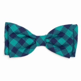 Buffalo Check Dog Bow Tie Green/Navy dog collar accessory,collar decor