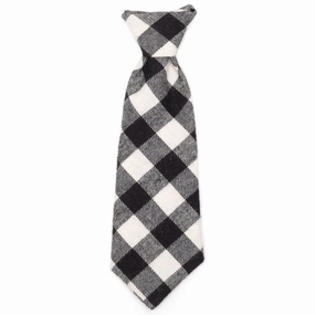 Buffalo Check Dog Necktie Black/Off White dog collar accessory,collar decor