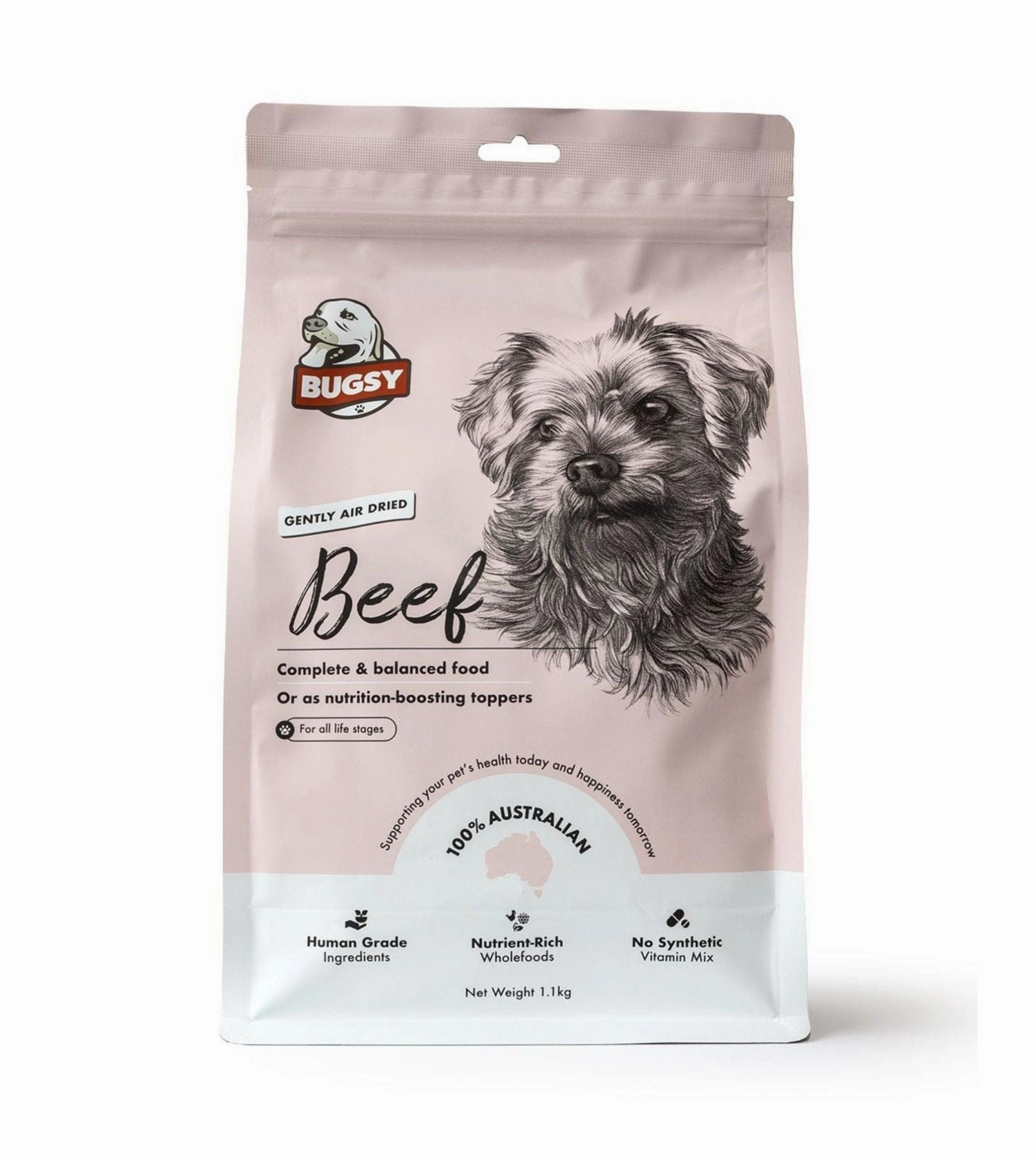 Bugsy Gently Air Dried Complete & Balanced Raw Dog Food (Beef) air-dried dog food,dehydrated dog food