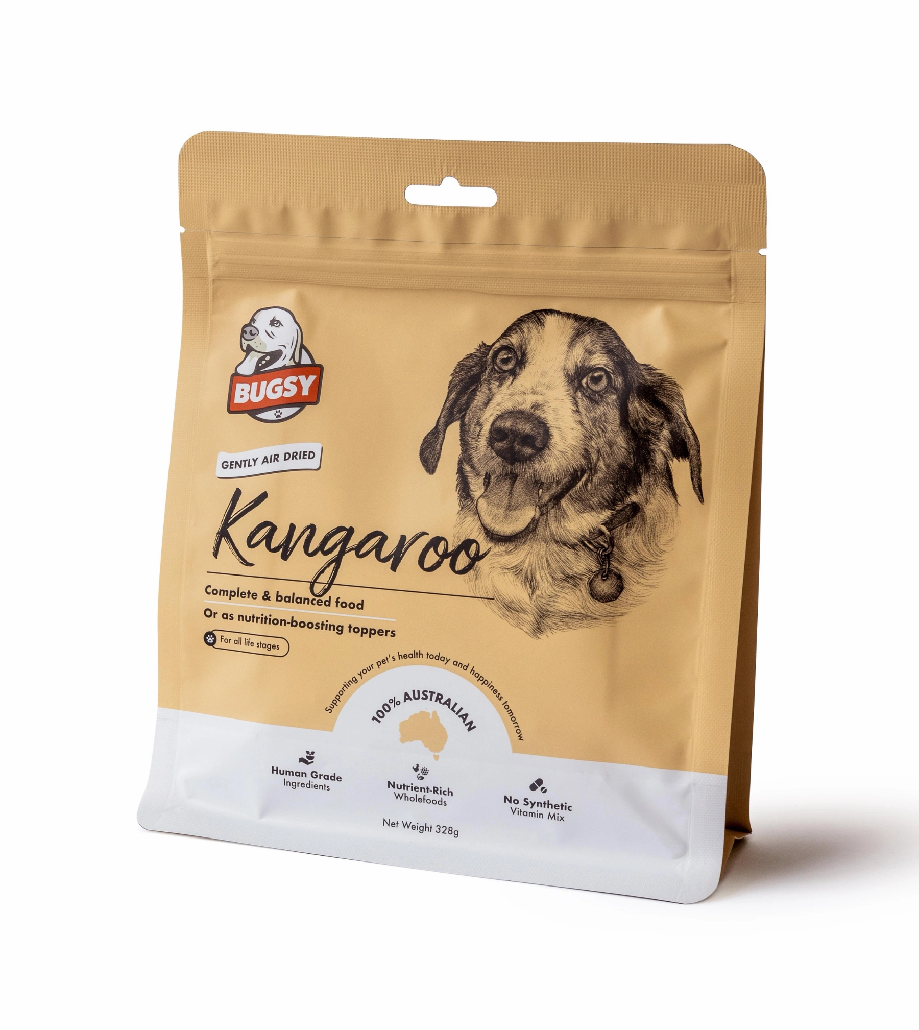Bugsy Gently Air Dried Complete & Balanced Raw Dog Food (Kangaroo)