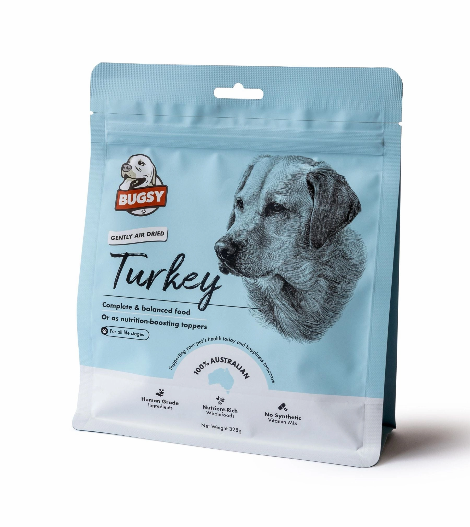 Bugsy Gently Air Dried Complete & Balanced Raw Dog Food (Turkey)