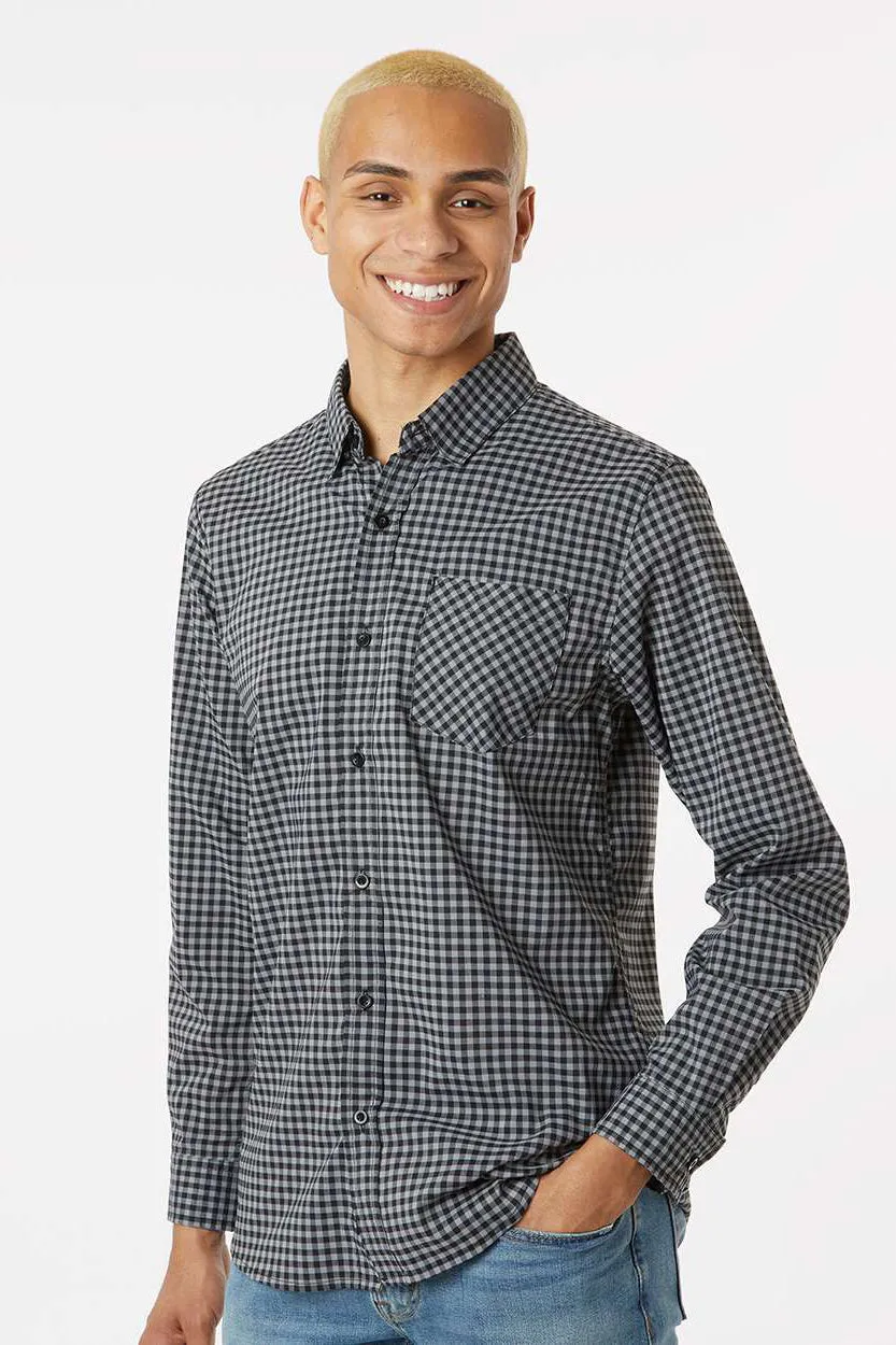 Burnside Mens Burn Long Sleeve Button Down Shirt - Grey/Black