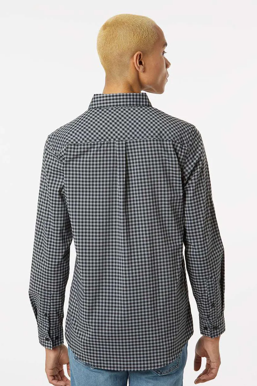 Burnside Mens Burn Long Sleeve Button Down Shirt - Grey/Black