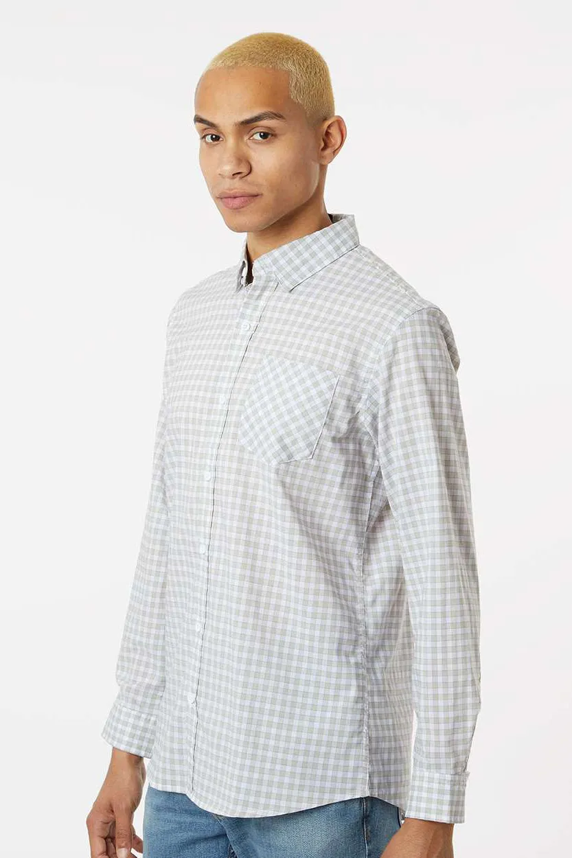 Burnside Mens Burn Long Sleeve Button Down Shirt - Grey/White Gingham