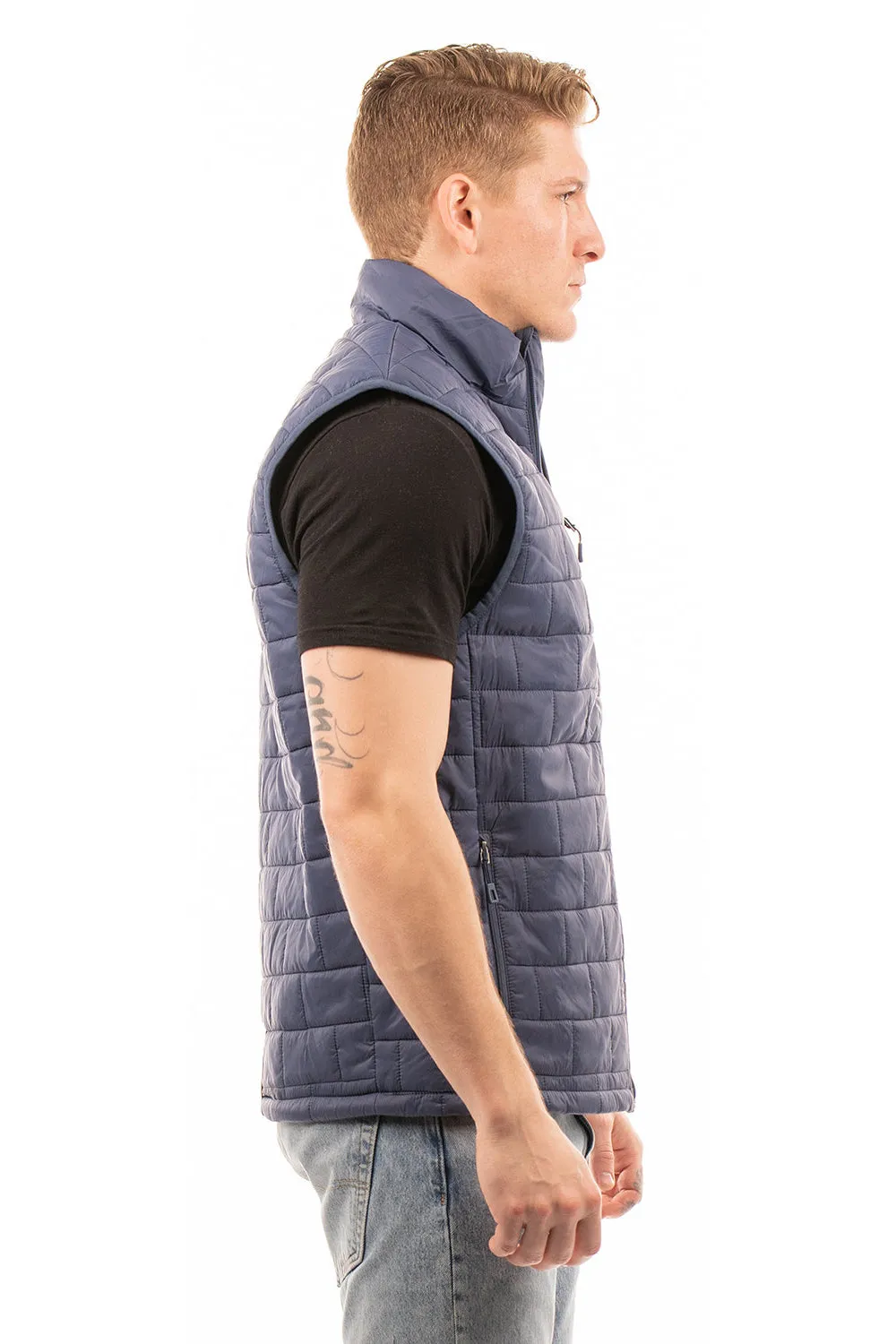 Burnside Mens Element Full Zip Puffer Vest - Navy Blue