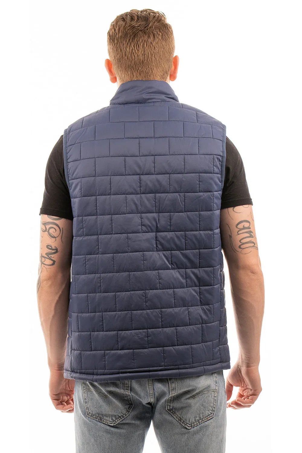 Burnside Mens Element Full Zip Puffer Vest - Navy Blue