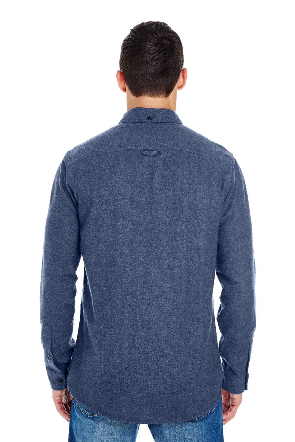 Burnside Mens Flannel Long Sleeve Button Down Shirt w/ Double Pockets - Denim Blue