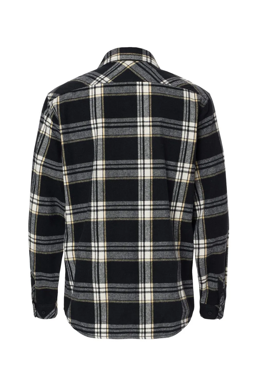 Burnside Mens Flannel Long Sleeve Button Down Shirt w/ Pocket - Black/Ecru