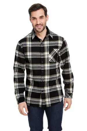 Burnside Mens Flannel Long Sleeve Button Down Shirt w/ Pocket - Black/Ecru
