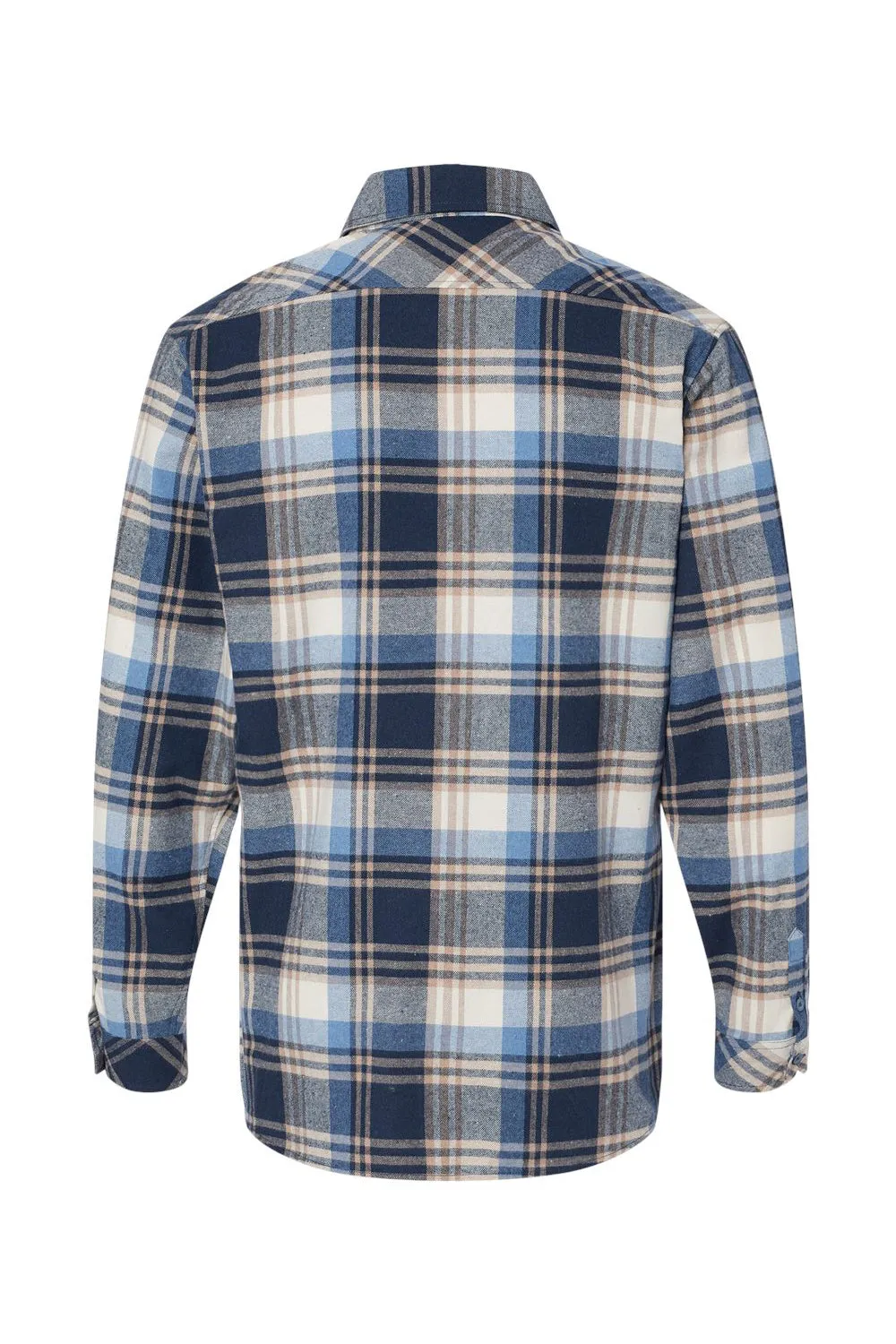 Burnside Mens Flannel Long Sleeve Button Down Shirt w/ Pocket - Blue/Ecru