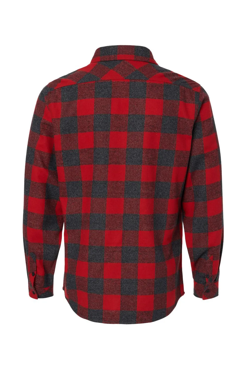 Burnside Mens Flannel Long Sleeve Button Down Shirt w/ Pocket - Red/Heather Black