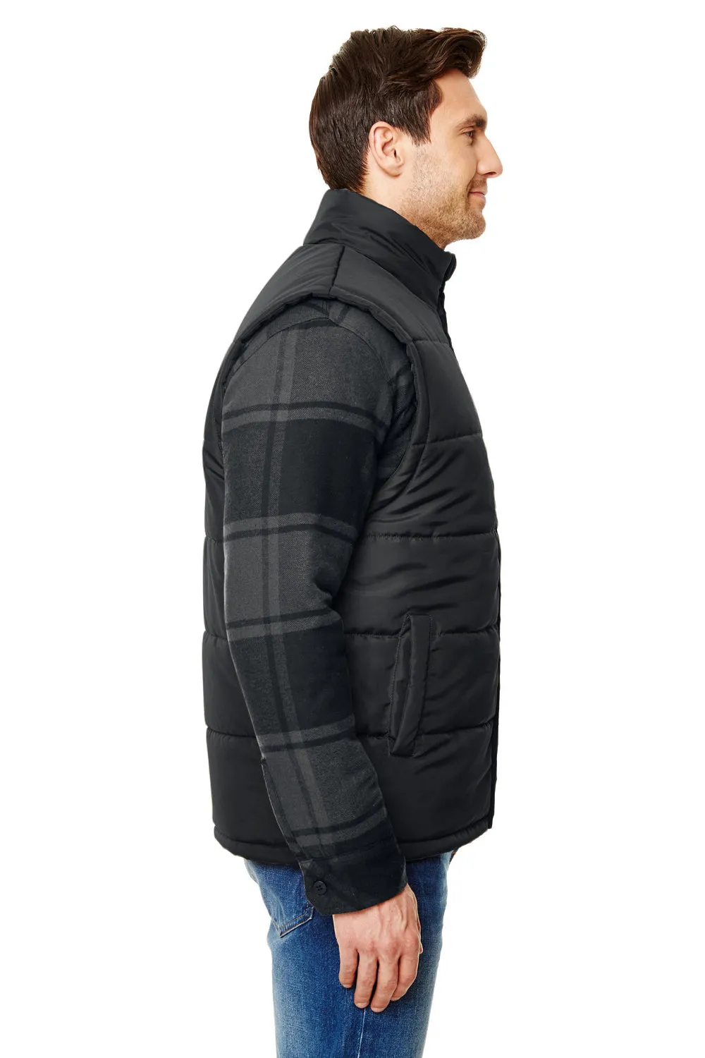 Burnside Mens Full Zip Puffer Vest - Black