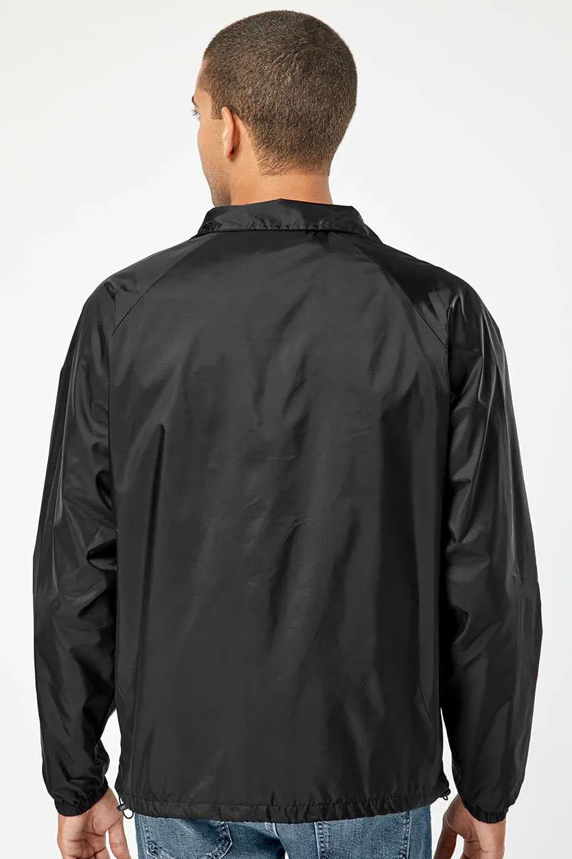 Burnside Mens Mentor Snap Down Wind & Water Resistant Coaches Jacket - Black