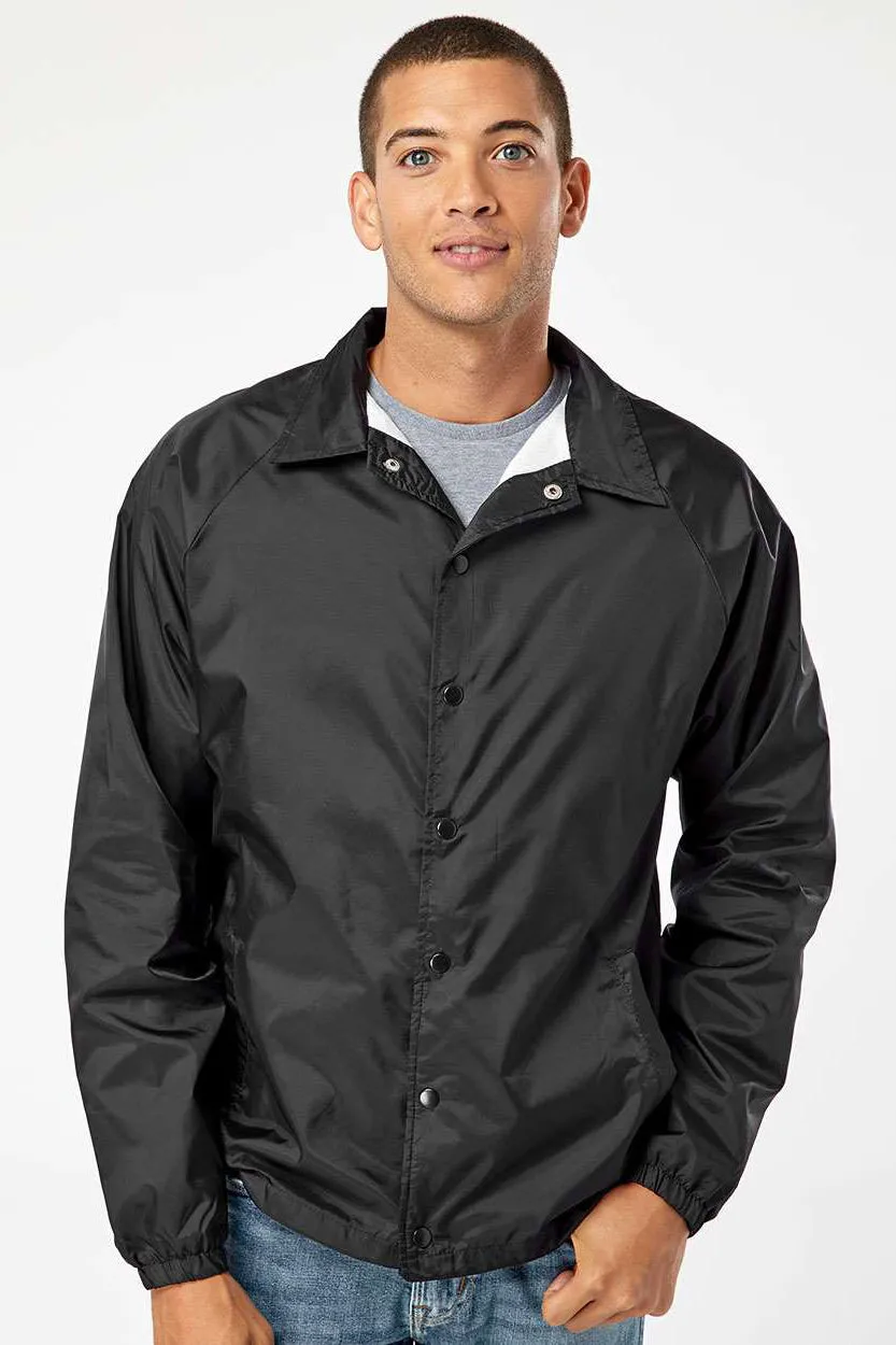 Burnside Mens Mentor Snap Down Wind & Water Resistant Coaches Jacket - Black