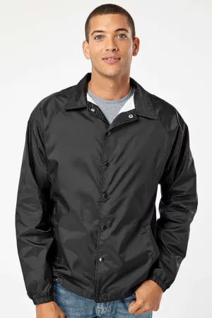 Burnside Mens Mentor Snap Down Wind & Water Resistant Coaches Jacket - Black