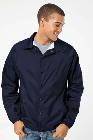 Burnside Mens Mentor Snap Down Wind & Water Resistant Coaches Jacket - Navy Blue