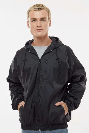 Burnside Mens Mentor Wind & Water Resistant Full Zip Hooded Coaches Jacket - Black