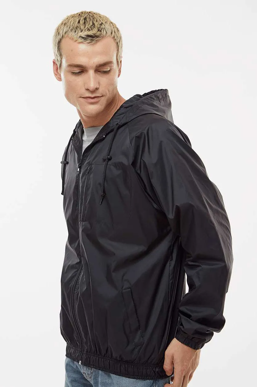 Burnside Mens Mentor Wind & Water Resistant Full Zip Hooded Coaches Jacket - Black