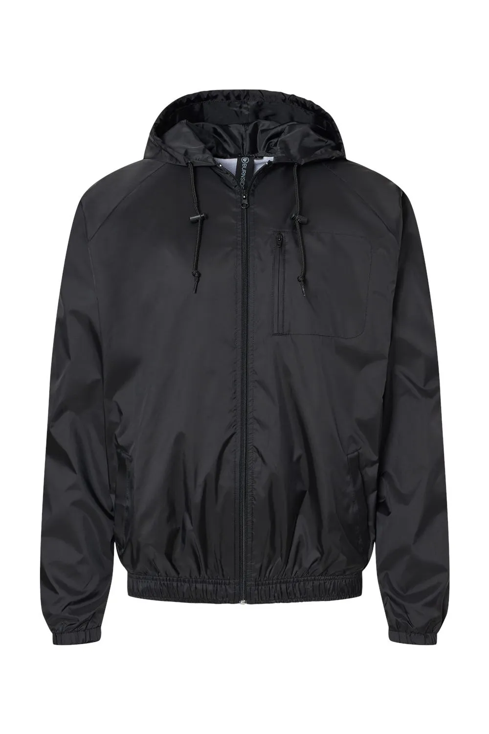 Burnside Mens Mentor Wind & Water Resistant Full Zip Hooded Coaches Jacket - Black