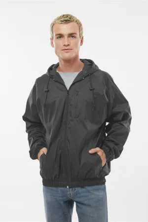 Burnside Mens Mentor Wind & Water Resistant Full Zip Hooded Coaches Jacket - Steel Grey