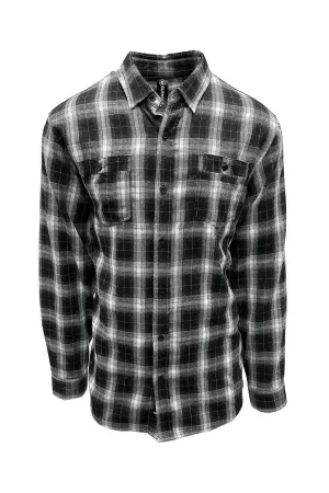 Burnside Mens Perfect Flannel Long Sleeve Button Down Shirt w/ Double Pockets - Black/White