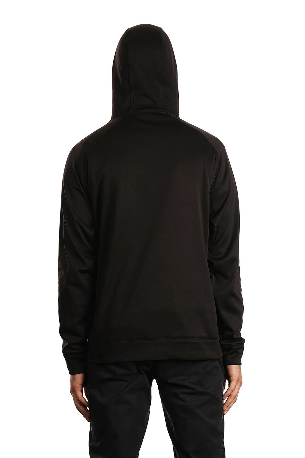 Burnside Mens Performance Raglan Hooded Sweatshirt Hoodie w/ Pouch Pocket - Black