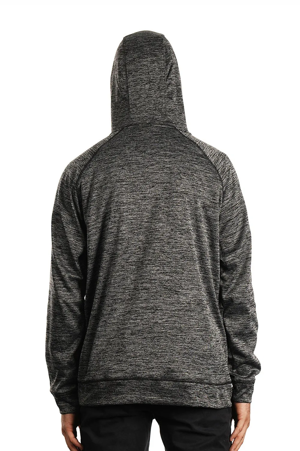 Burnside Mens Performance Raglan Hooded Sweatshirt Hoodie w/ Pouch Pocket - Heather Charcoal Grey