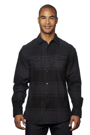 Burnside Mens Plaid Flannel Long Sleeve Snap Down Shirt w/ Double Pockets - Black