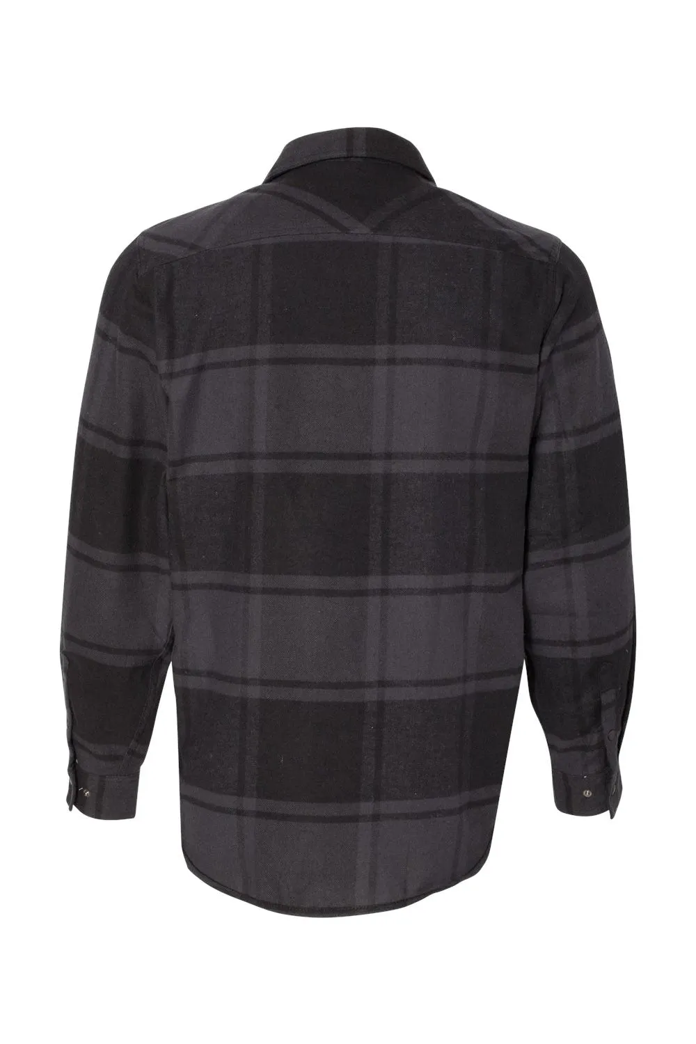 Burnside Mens Plaid Flannel Long Sleeve Snap Down Shirt w/ Double Pockets - Black