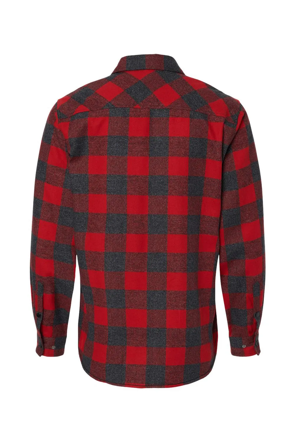Burnside Mens Plaid Flannel Long Sleeve Snap Down Shirt w/ Double Pockets - Red/Heather Black