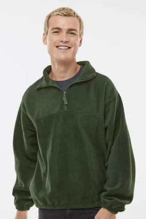 Burnside Mens Polar Fleece 1/4 Zip Sweatshirt w/ Pockets - Army Green