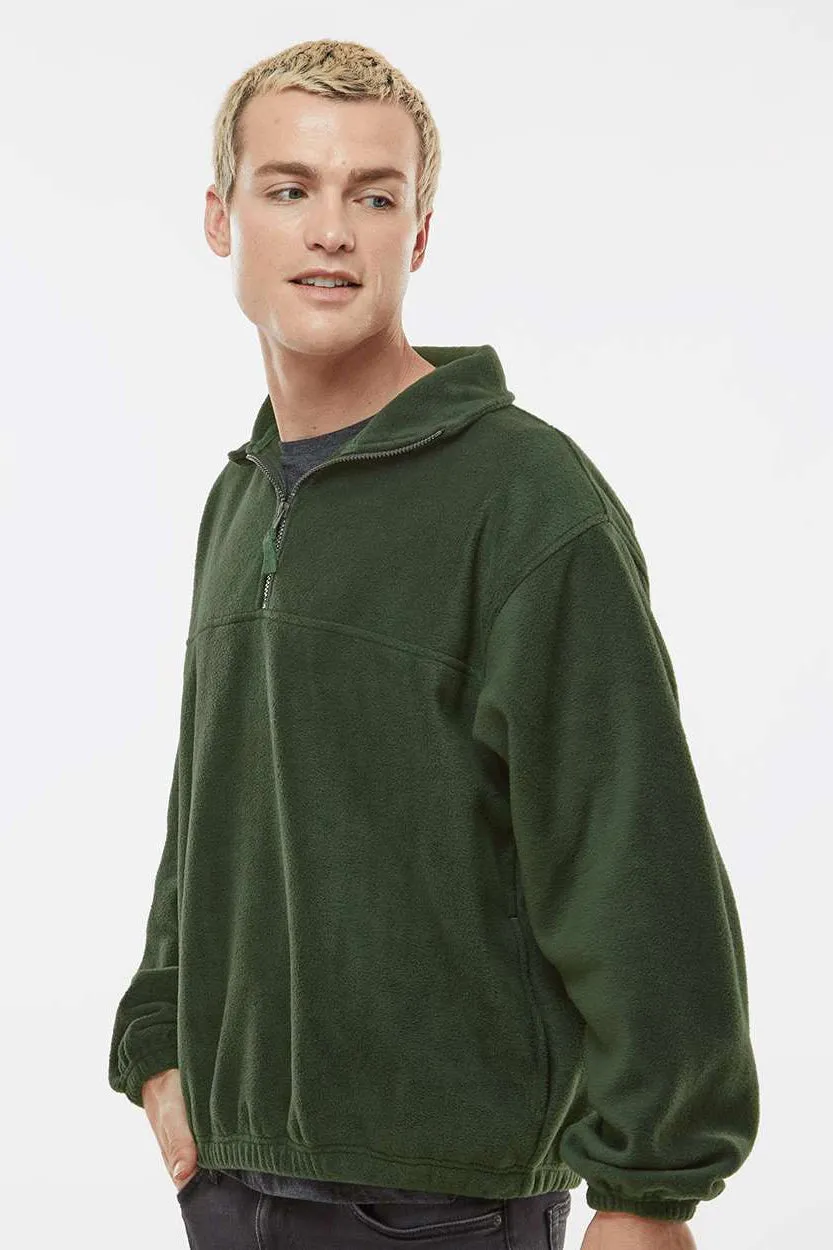 Burnside Mens Polar Fleece 1/4 Zip Sweatshirt w/ Pockets - Army Green