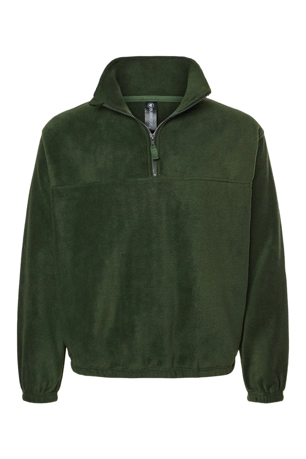 Burnside Mens Polar Fleece 1/4 Zip Sweatshirt w/ Pockets - Army Green