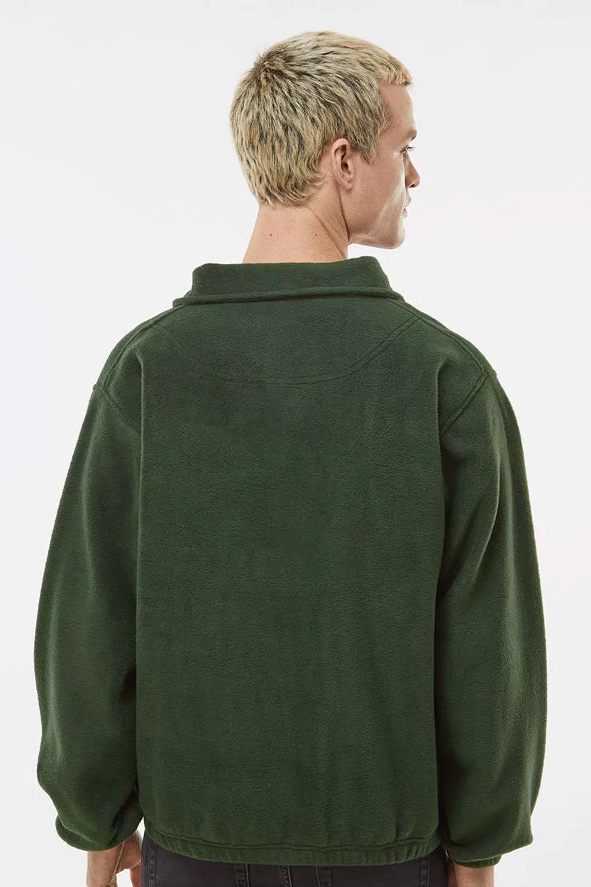 Burnside Mens Polar Fleece 1/4 Zip Sweatshirt w/ Pockets - Army Green