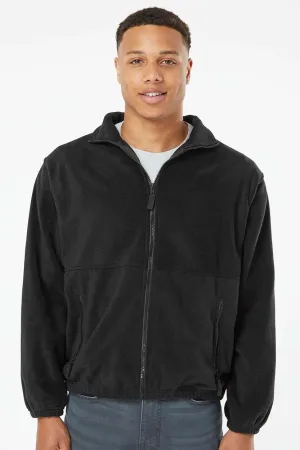 Burnside Mens Polar Fleece Full Zip Sweatshirt w/ Pockets - Black