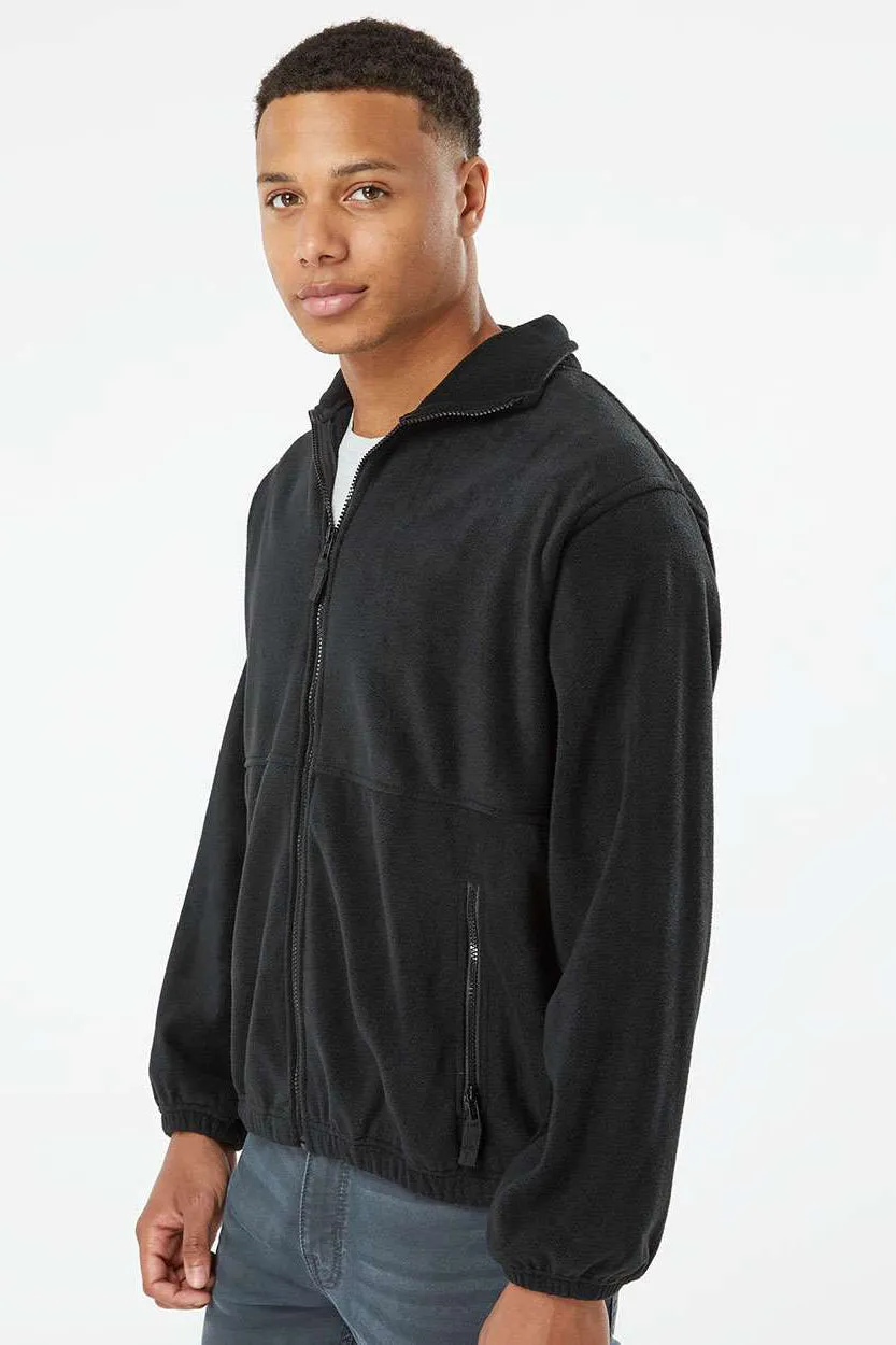 Burnside Mens Polar Fleece Full Zip Sweatshirt w/ Pockets - Black