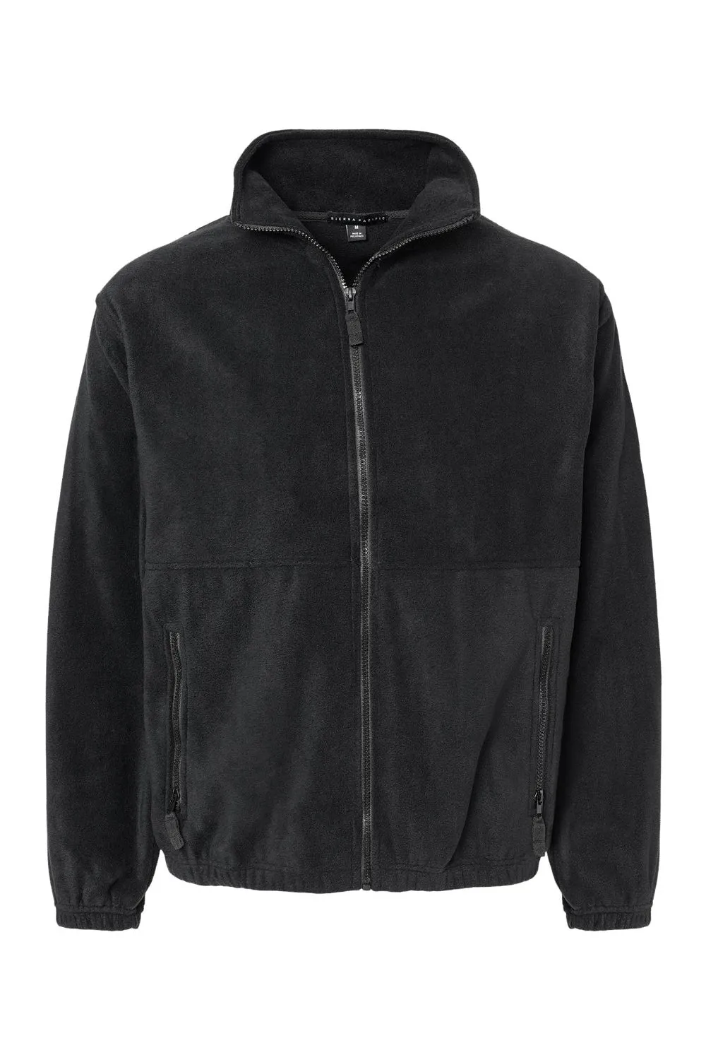 Burnside Mens Polar Fleece Full Zip Sweatshirt w/ Pockets - Black
