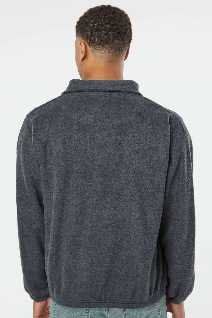 Burnside Mens Polar Fleece Full Zip Sweatshirt w/ Pockets - Heather Charcoal Grey