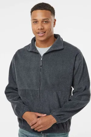 Burnside Mens Polar Fleece Full Zip Sweatshirt w/ Pockets - Heather Charcoal Grey