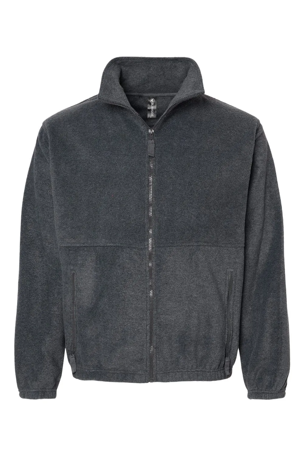 Burnside Mens Polar Fleece Full Zip Sweatshirt w/ Pockets - Heather Charcoal Grey