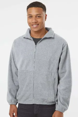 Burnside Mens Polar Fleece Full Zip Sweatshirt w/ Pockets - Heather Grey