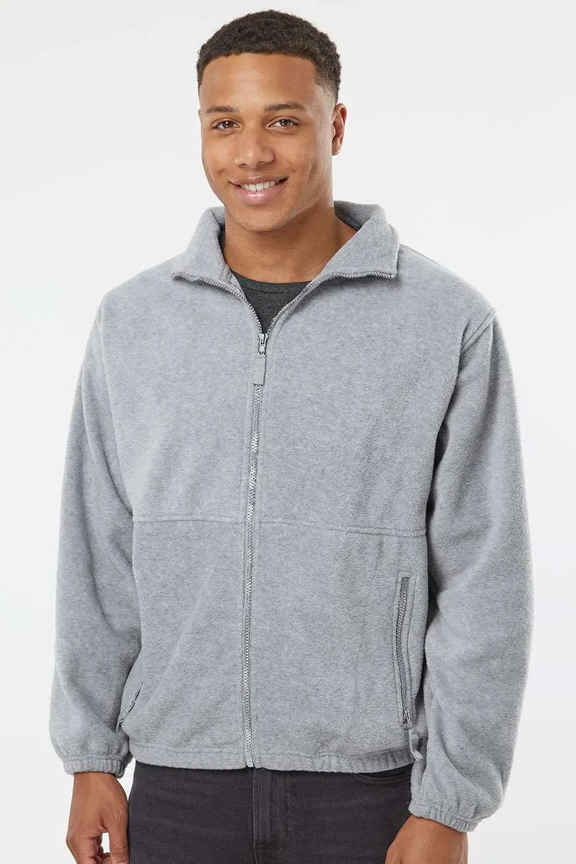 Burnside Mens Polar Fleece Full Zip Sweatshirt w/ Pockets - Heather Grey