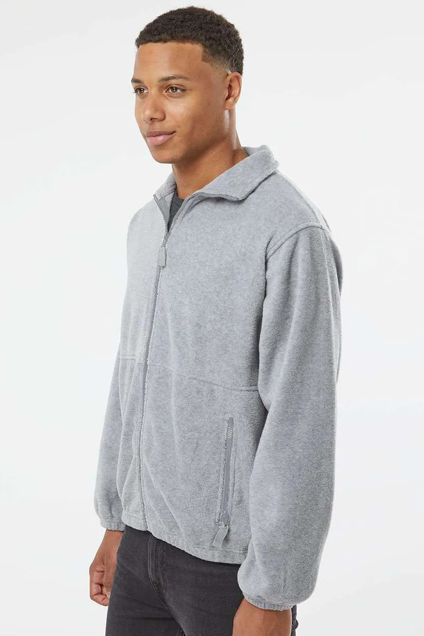 Burnside Mens Polar Fleece Full Zip Sweatshirt w/ Pockets - Heather Grey