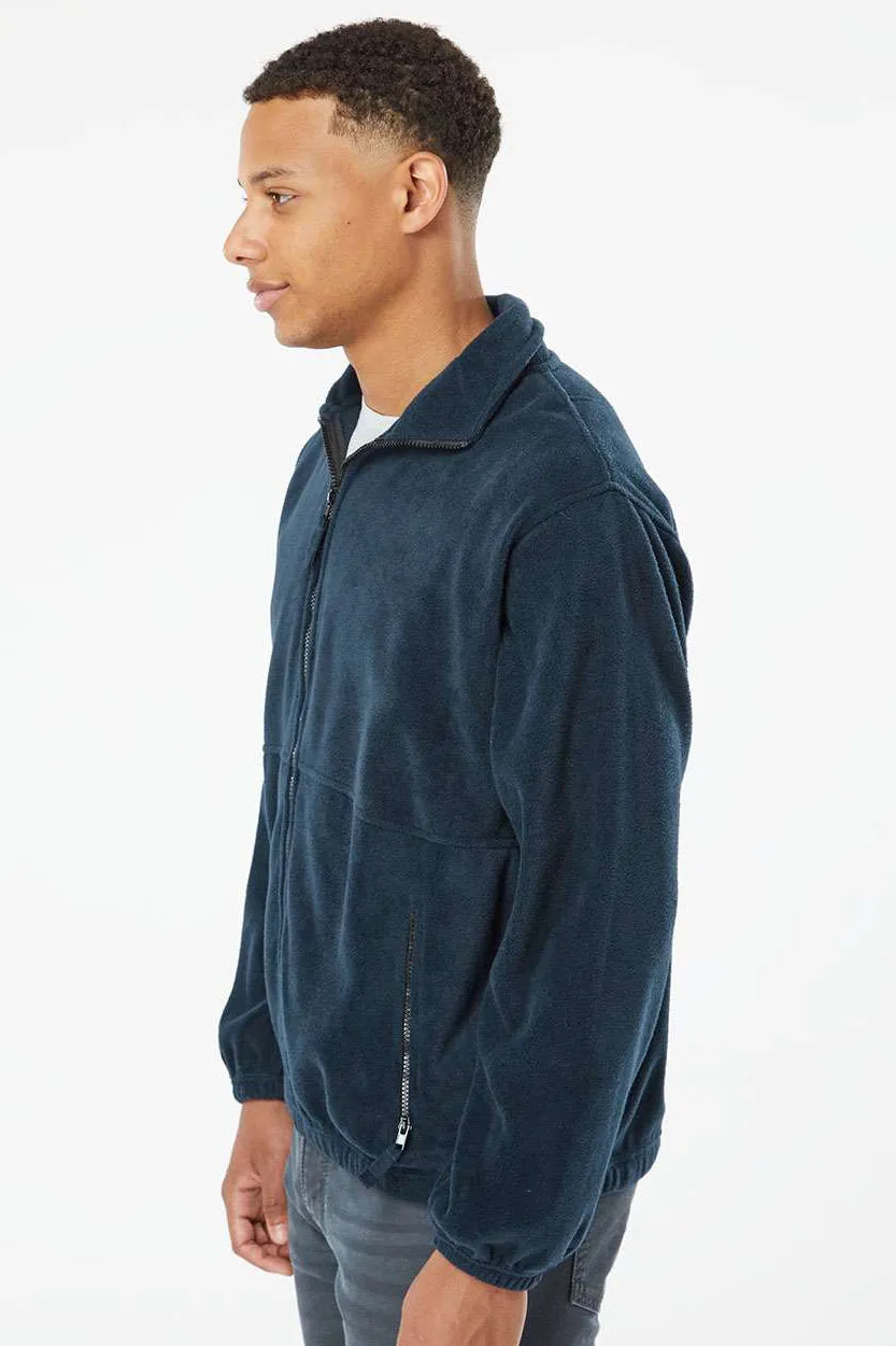 Burnside Mens Polar Fleece Full Zip Sweatshirt w/ Pockets - Navy Blue